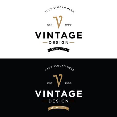 İş, giyim, berber, restoran ve bar için eski model tipografi logosu.