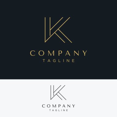 Modern, eşsiz ve lüks geometrik ilk harf K logo elementi. Kartvizitler, şirketler, şirketler, moda ve markalar için logo