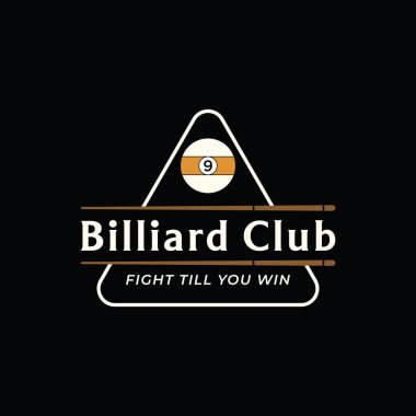 Billiard and cue stick creative logo template. Logo of billiard sport game, club, tournament and championship.
