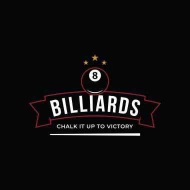 Billiard and cue stick creative logo template. Logo of billiard sport game, club, tournament and championship.