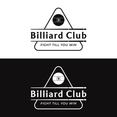 Billiard and cue stick creative logo template. Logo of billiard sport game, club, tournament and championship.