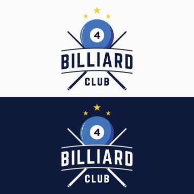 Billiard and cue stick creative logo template. Logo of billiard sport game, club, tournament and championship.