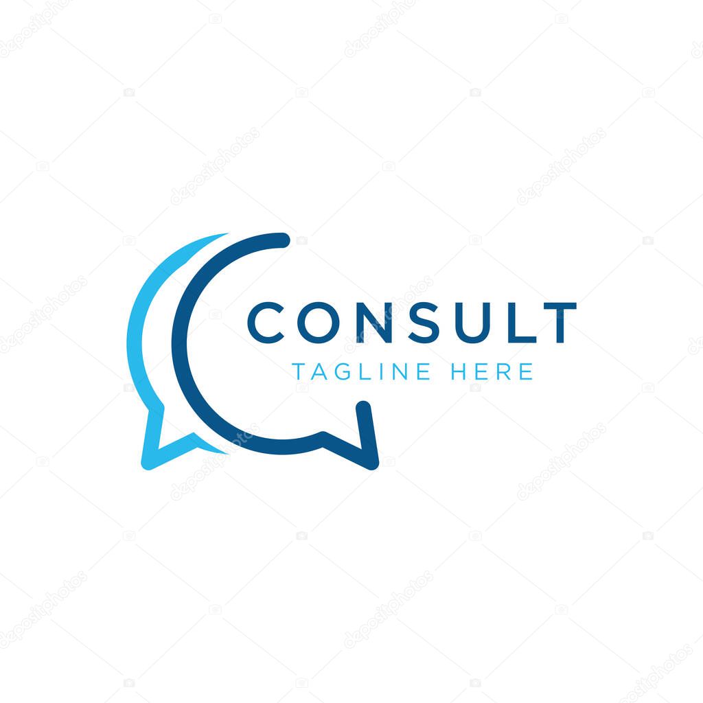 Consultation logo with bubble chat sign, unlimited consultation, consultation with people.