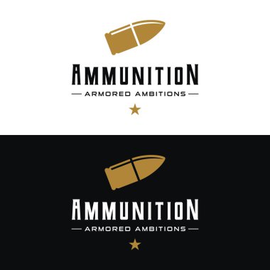 Antika tarzında mermi mühimmat logosu tasarımı.