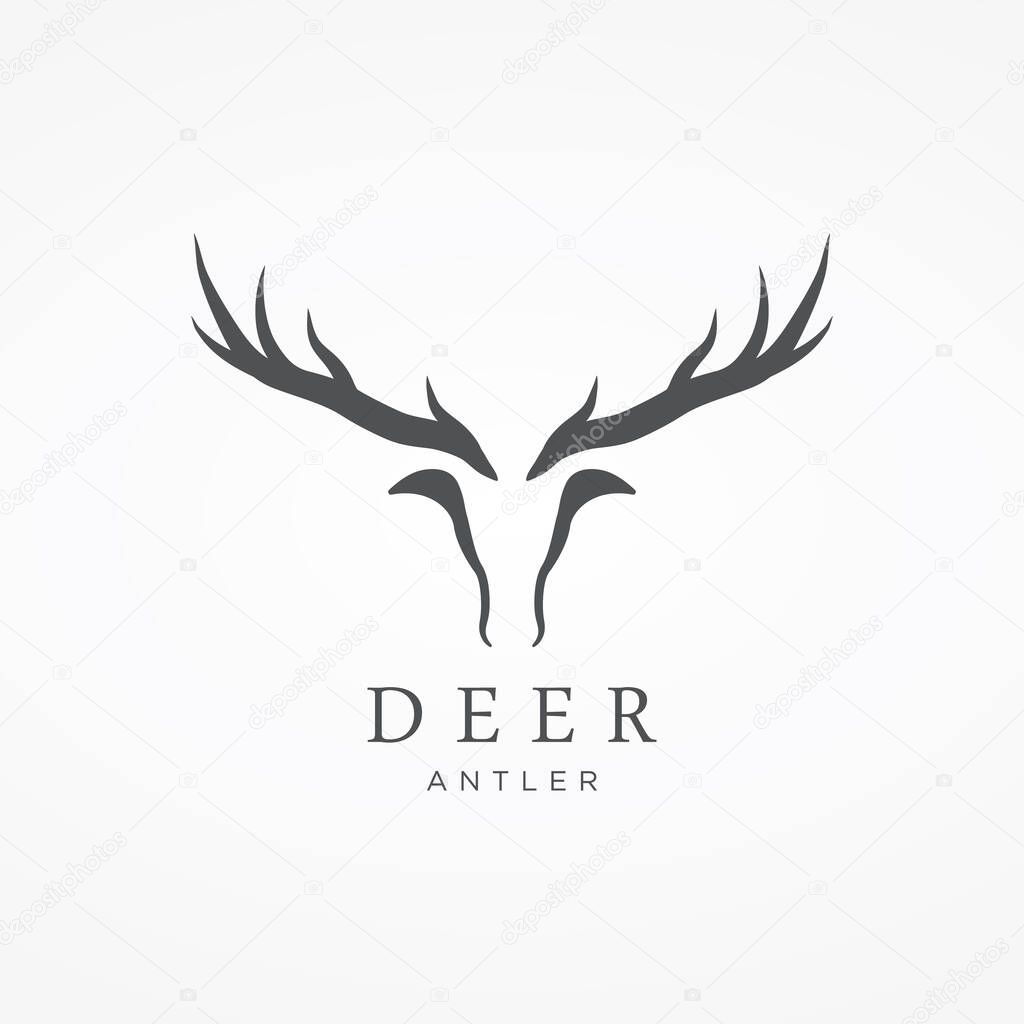 Deer Antlers and vintage deer head logo design.Logo for badge,deer hunter,adventure and wildlife.