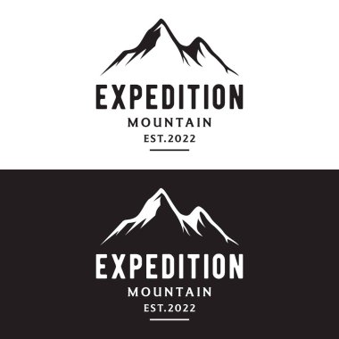 Retro vintage dağ kaşifi logosu. Dağcılar, iş dünyası, kamp ve rozetler için logo..