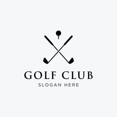 Golf topu, sopa ve golf sahası logosu tasarımı. Profesyonel golf takımı logosu, golf kulübü, turnuva, iş, etkinlik.
