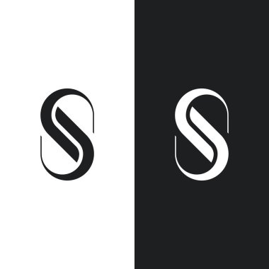 Geometri ile soyut logo tasarımlı ilk harf elemanı. Modern, minimalist ve lüks sanatsal sembol.