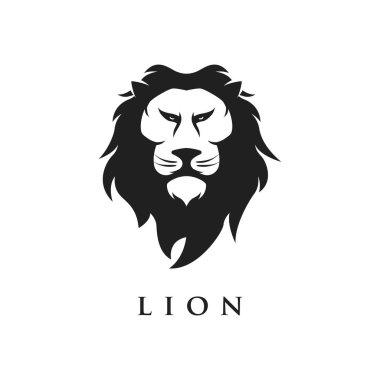 Aslan başı şablon logosu ve yaratıcı vektör illüstrasyon düzenleme.
