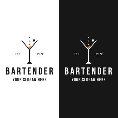 Kaliteli kokteyl alkollü logo klasik tarzda. Bar, restoran, bar, iş yeri, rozet için logo.