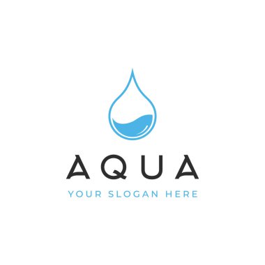 Soyut logo aqua mavi doğal dağlar. İş logosu, mineraller, deniz.