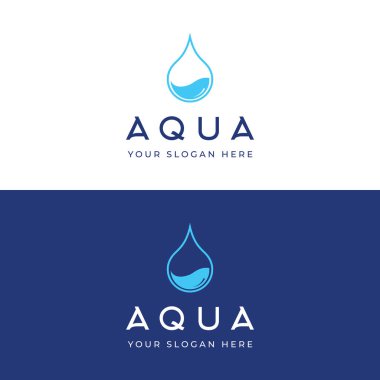 Soyut logo aqua mavi doğal dağlar. İş logosu, mineraller, deniz.