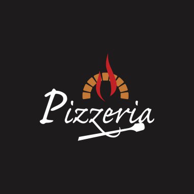 Retro vintage pizza ya da çapraz küreklerle pizza logosu tasarımı. İş, restoran, etiket ve rozetler için logo.