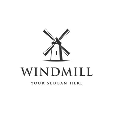 İş, etiket ve tarım için kaliteli antika yel değirmeni logosu şablonu.