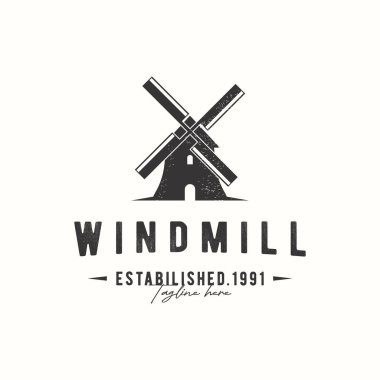 İş, etiket ve tarım için kaliteli antika yel değirmeni logosu şablonu.
