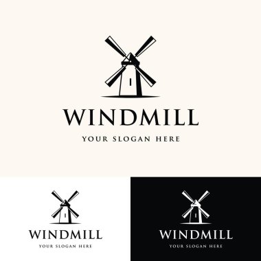 İş, etiket ve tarım için kaliteli antika yel değirmeni logosu şablonu.