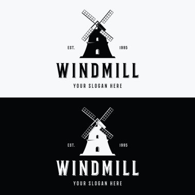 İş, etiket ve tarım için kaliteli antika yel değirmeni logosu şablonu.