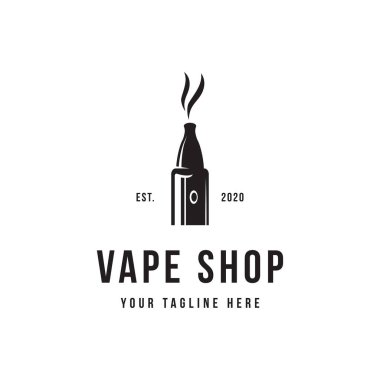 İkonik vintage vape ve duman logosu. İş logosu, vape dükkanı ve rozet..