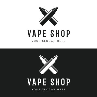 İkonik vintage vape ve duman logosu. İş logosu, vape dükkanı ve rozet..