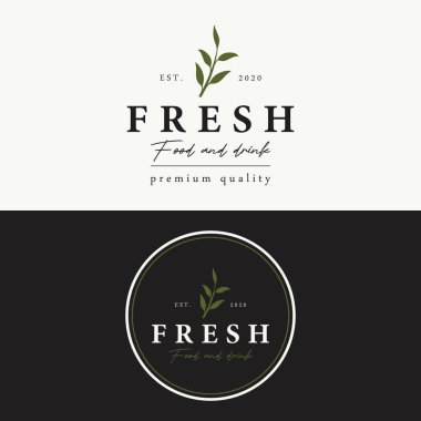 Antika organik gıda ve içecek logosu. İş, restoran, pul, rozet logosu..