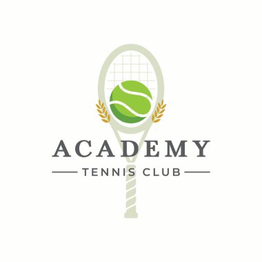 Raketli yaratıcı tenis topu logosu tasarımı. Spor, kulüp ve amblemler için logo.