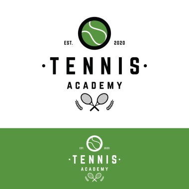 Raketli yaratıcı tenis topu logosu tasarımı. Spor, kulüp ve amblemler için logo.