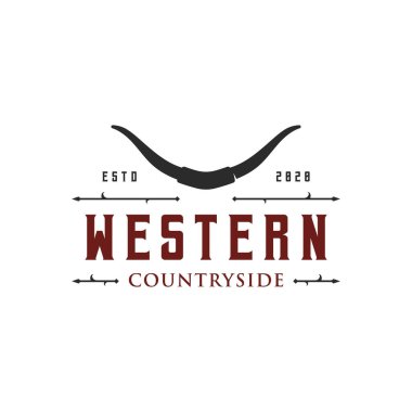 Logo Teksas Çiftliği Batı Vintaj. İş, restoran, bar logosu..
