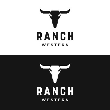 Logo Teksas Çiftliği Batı Vintaj. İş, restoran, bar logosu..