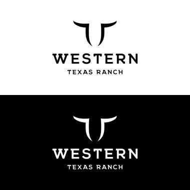 Logo Teksas Çiftliği Batı Vintaj. İş, restoran, bar logosu..