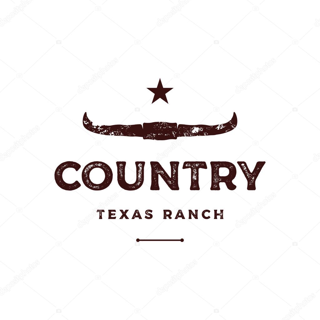 Logo texas ranch western retro vintage.Logo for business, restaurant, bar.