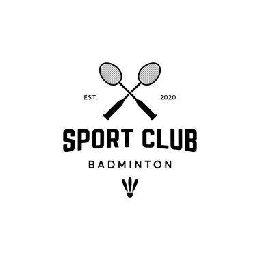 badminton servis aleti ve raket logosu tasarımı. İş için logo, kulüp, spor, turnuva.