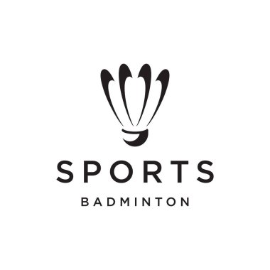 badminton servis aleti ve raket logosu tasarımı. İş için logo, kulüp, spor, turnuva.