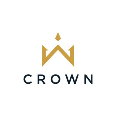 Zarif ve lüks geometrik yaratıcı fikirli klasik Altın Kraliyet Taç logosu. İş, güzellik ve kuaför logosu..