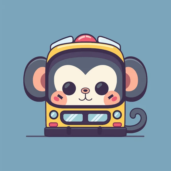 Macaco Personagem Desenho Animado Ônibus — Vetor de Stock