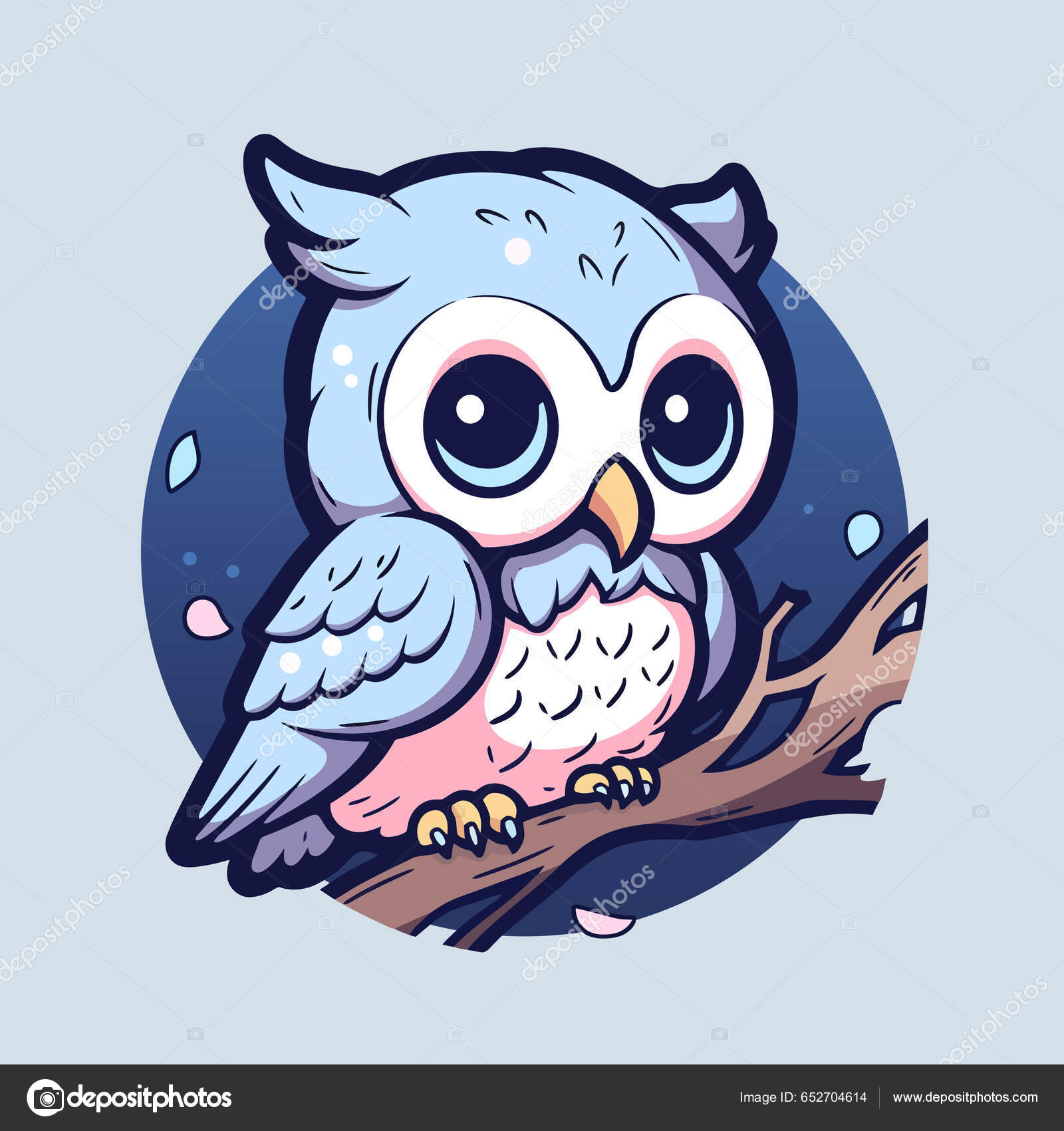 Blue Owl Sits Branch Stock Vector by ©kitoul 652704614