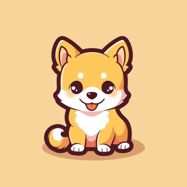 Sarı arka planda oturan köpek.