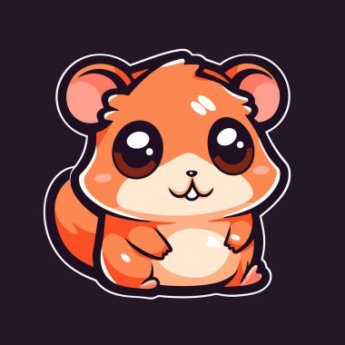 Siyah arkaplanı ve siyah arkaplanı olan bir çizgi film hamsterı..