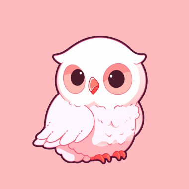 Pembe arka planı olan küçük sevimli bir baykuş..