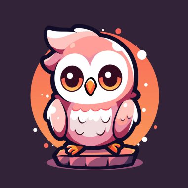 Pembe yüzlü ve sarı gözlü bir baykuş bir taşın üzerinde oturuyor..