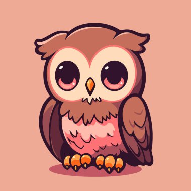 Pembe gözlü bir baykuş pembe bir arka planda oturur..