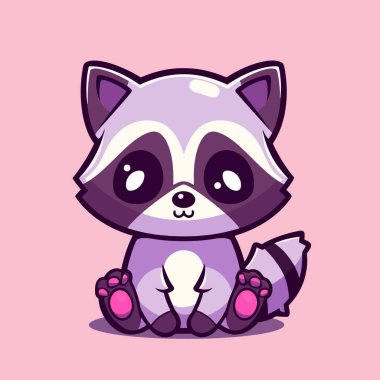 Pembe arka planı olan sevimli bir rakun..