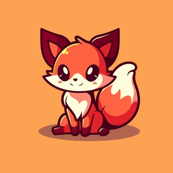 一只长着尾巴的狐狸坐在橙色的背景上 — 图库矢量图片