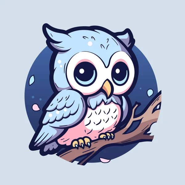 Bir dalda mavi bir baykuş oturuyor..