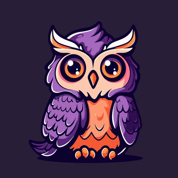 Owl Black Background — Stock Vector