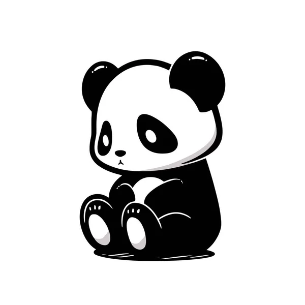 Panda Sittande Vit Bakgrund — Stock vektor