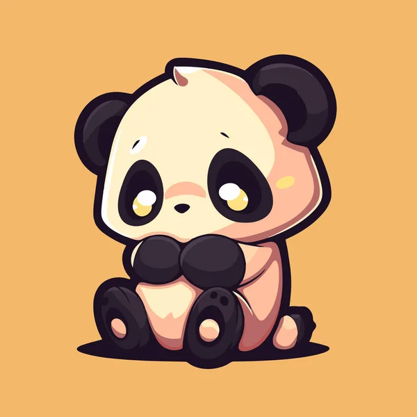 Ein Cartoon Panda Auf Gelbem Hintergrund — Stockvektor