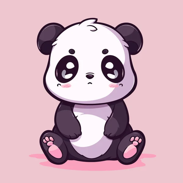 Egy Rajzfilm Panda Rózsaszín Háttérrel — Stock Vector