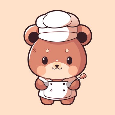 Beyaz şapkalı sevimli ayı şefi.