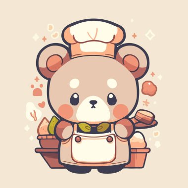 Şapkası ve önlüğü olan sevimli bir çizgi film karakteri.