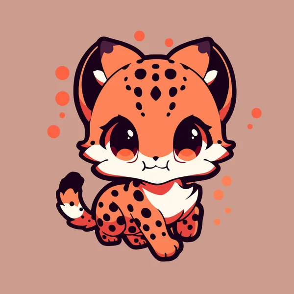 Küçük şirin bir leoparın karikatür çizimi.